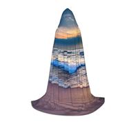 MyPiky Serene Seaside Sunset Print Unisex Hooded Comfortable Cloak Gothic Halloween Cosplay Carnival Vampire Themes, Black, Large