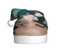 MyPiky Serenity Lake Camping Print Christmas Hat For Unisex Party New Year Festive Celebrations Xmas Seasons Decor