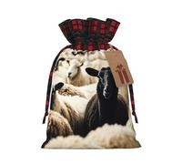 MyPiky Sheep And Lambs Print Christmas Drawstring Gift Bags,Drawstring Bag,Xmas Christmas Bags Party Storage Bags Reusable