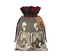 MyPiky Skeletons Yoga Print Christmas Drawstring Gift Bags,Drawstring Bag,Xmas Christmas Bags Party Storage Bags Reusable