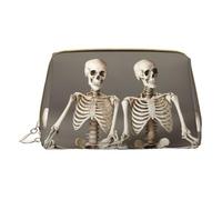 MyPiky Skeletons Yoga Print Cosmetic Bags,Leather Makeup Bag Small For Purse,Cosmetic Pouch,Toiletry Clutch For Women Travel, Skeletons Yoga, One Size