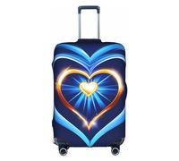 MyPiky Sky Blue Heart Print Luggage Cover Suitcase Protector Travel Suitcase Cover For Kid And Adult Fits 18-32 Inch, White, L