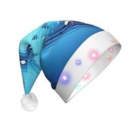 MyPiky Sky Blue Musical Notes Print Christmas Led Hat For Men And Women Festive Halloween New Year Party Accessory