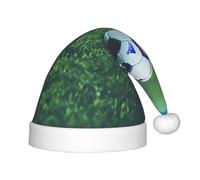 MyPiky Soccer Ball On Grassy Print Christmas Elf 13.8in Hat For Santa Xmas Holiday Festive Party Gift Decorations