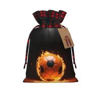 MyPiky Soccer Print Christmas Drawstring Gift Bags,Drawstring Bag,Xmas Christmas Bags Party Storage Bags Reusable