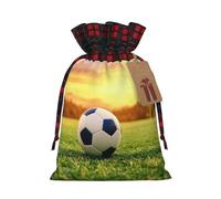 MyPiky Soccer Print Christmas Drawstring Gift Bags,Drawstring Bag,Xmas Christmas Bags Party Storage Bags Reusable