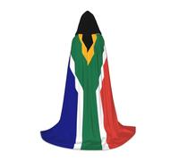 MyPiky South African Flag Print Unisex Hooded Comfortable Cloak Gothic Halloween Cosplay Carnival Vampire Themes, Black, Medium