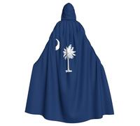 MyPiky South Carolina Flag Print Halloween Cloak Full Length Hooded Adults Unisex Cape For Cosplay Festivals