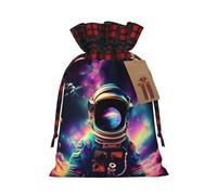 MyPiky Spaceperson Galaxy Trippy Print Drawstring Christmas Gift Bags Gift Wrap Bags Candy Storage Bag Reusable 4.7x6.9 Inch Party