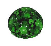 MyPiky St Patricks Day Leaves Print Shower Cap,Elastic And Reusable Bath Hair Hat For Long Hair,Large Waterproof Shower Bonnet,For Women Men Kids