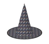 MyPiky Starry Sky Universe Space Print Carnival Halloween Witch Hat Costume Lightweight Cap For Parties Cosplay