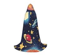 MyPiky Starry Sky Universe Space Print Unisex Hooded Comfortable Cloak Gothic Halloween Cosplay Carnival Vampire Themes, Black, Large