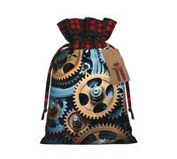 MyPiky Steampunk Mechanical Gears Print Christmas Drawstring Gift Bags,Drawstring Bag,Xmas Christmas Bags Party Storage Bags Reusable