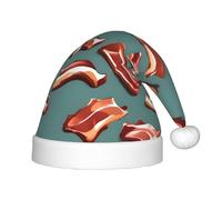 MyPiky Streaky Bacon Pattern Print Christmas Elf 13.8in Hat For Santa Xmas Holiday Festive Party Gift Decorations