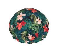 MyPiky Summer Hawaiian Print Shower Cap,Elastic And Reusable Bath Hair Hat For Long Hair,Large Waterproof Shower Bonnet,For Women Men Kids