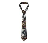 MyPiky Sunflower And American Flag Print Men'S Necktie Printed Skinny Tie Neck Tie For Weddings Business Fashion, Steam Locomotive Train, One Size