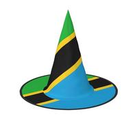 MyPiky Tanzania Flag Print Carnival Halloween Witch Hat Costume Lightweight Cap For Parties Cosplay, Black, 2 PCS