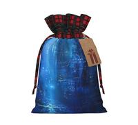 MyPiky The Blue Binary Print Christmas Drawstring Gift Bags,Drawstring Bag,Xmas Christmas Bags Party Storage Bags Reusable