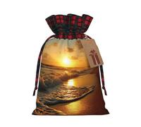 MyPiky The Sea Print Christmas Drawstring Gift Bags,Drawstring Bag,Xmas Christmas Bags Party Storage Bags Reusable