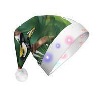 MyPiky Toucans Parrot Palm Tree Leaves Print Christmas Led Hat For Men And Women Festive Halloween New Year Party Accessory