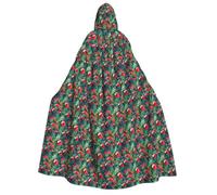 MyPiky Tropical Flower Parrot Print Comfortable Versatile Adult Hooded Cloak Halloween Christmas Costume Accessory