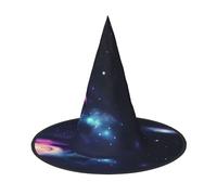 MyPiky Universe Galaxy Space Print Carnival Halloween Witch Hat Costume Lightweight Cap For Parties Cosplay, Black, 2 PCS