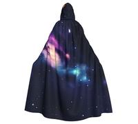 MyPiky Universe Galaxy Space Print Halloween Cloak Full Length Hooded Adults Unisex Cape For Cosplay Festivals