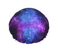 MyPiky Universe Galaxy Star Space Print Shower Cap,Elastic And Reusable Bath Hair Hat For Long Hair,Large Waterproof Shower Bonnet,For Women Men Kids