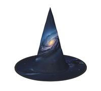 MyPiky Universe Milky Way Galaxy Print Carnival Halloween Witch Hat Costume Lightweight Cap For Parties Cosplay, Black, 1