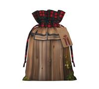 MyPiky Vintage Door Print Christmas Drawstring Gift Bags,Drawstring Bag,Xmas Christmas Bags Party Storage Bags Reusable