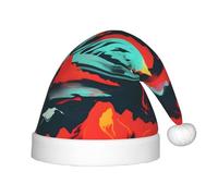MyPiky Volcano Bloom Print Christmas Elf 13.8in Hat For Santa Xmas Holiday Festive Party Gift Decorations