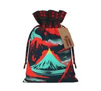 MyPiky Volcano Bloom Printing Christmas Drawstring Gift Bags Xmas Holiday Reusable Needs Wrapping Present Bags