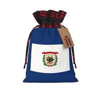 MyPiky West Virginia State Flag Printing Christmas Drawstring Gift Bags Xmas Holiday Reusable Needs Wrapping Present Bags
