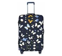 MyPiky White Blooms With Blue Butterflies Print Luggage Cover Suitcase Protector Travel Suitcase Cover For Kid And Adult Fits 18-32 Inch, White, XL
