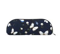 MyPiky White Blooms With Blue Butterflies Print Receive Bag Makeup Bag Cosmetic Bags Travel Storage Bag Toiletry Receive Bags Pencil Case Pencil Bag, White Blooms With Blue Butterflies, One Size