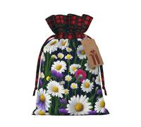 MyPiky Wild Flowers And Cornflowers Daisies Printing Christmas Drawstring Gift Bags Xmas Holiday Reusable Needs Wrapping Present Bags