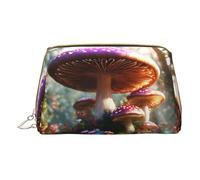 MyPiky Wild Mushroom Print Cosmetic Bags,Leather Makeup Bag Small For Purse,Cosmetic Pouch,Toiletry Clutch For Women Travel, Wild Mushroom, One Size