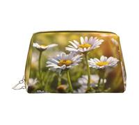 MyPiky Wild White Daisy Flower Print Cosmetic Bags,Leather Makeup Bag Small For Purse,Cosmetic Pouch,Toiletry Clutch For Women Travel, Wild White Daisy Flower, One Size