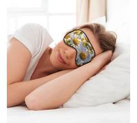 MyPiky Wild White Daisy Flower Print Soft Eye Mask for Sleep Mask Sleep Eye Mask for Women Men Sleeping Sleeping Travel, Black