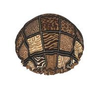 MyPiky Wild Zoo Print Shower Cap,Elastic And Reusable Bath Hair Hat For Long Hair,Large Waterproof Shower Bonnet,For Women Men Kids