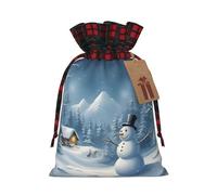 MyPiky Winter Snowman Printing Christmas Drawstring Gift Bags Xmas Holiday Reusable Needs Wrapping Present Bags