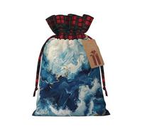 MyPiky Within The Tides Print Christmas Drawstring Gift Bags,Drawstring Bag,Xmas Christmas Bags Party Storage Bags Reusable