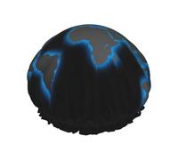 MyPiky World Map Print Shower Cap,Elastic And Reusable Bath Hair Hat For Long Hair,Large Waterproof Shower Bonnet,For Women Men Kids