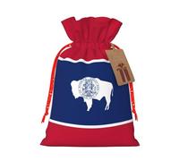 MyPiky Wyoming State Flag Printing Christmas Drawstring Gift Bag For Xmas Birthday Holiday Party Presents Favors Bags