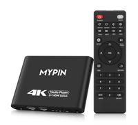 MYPIN 4K Media Player with 2 in 1 out HDMI Switch Function, 2 Port HDMI Switcher Splitter, Automatic Switch with Remote Control, Supports Image, Music, and Video Looping/Auto Play and Resume Play