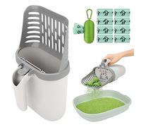 MYPIN Cat Litter Scooper, Upgraded Large Capacity Portable Cat Litter Shovel with Holder and Waste Can, Cat Scooper with Extra 135pcs Litter Waste Bags Litter Genie Litter Tray Scoop