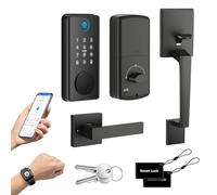 MYPIN Smart Door Lock with Biometric Fingerprint & Touchscreen Keypad & Handle, 6-in-1 Unlock, One-Touch Lock/Unlock, Auto Door Swing Detection Compatible with Apple Watch for Front Door