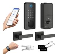 MYPIN Smart Door Lock with Biometric Fingerprint & Touchscreen Keypad & Lever, 6-in-1 Unlock, One-Touch Lock/Unlock, Auto Door Swing Detection Compatible with Apple Watch for Front Door