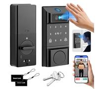 MYPIN Smart Door Lock with Palm Print & Facial Recognition & App Control, Auto-Lock, Doorbell Chime, Touch Keypad, Interior Deadbolt - Keyless Entry Electronic Lock for Home Security
