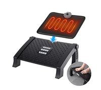 MyPlace Adjustable Height Foot Rest Under Desk at Work - 6 Height Sturdy Office Footrest - Added Heated Foot Mat - Non Slip Bottom - Straighten Back & Hip & Leg and Improve Posture